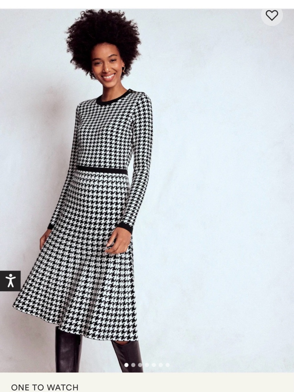 Boden Maria Button Knitted Houndstooth Dress 6